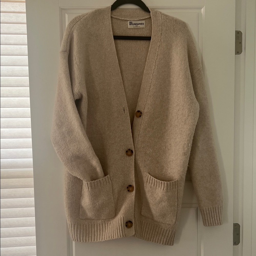 Beige Button-Up Cardigan